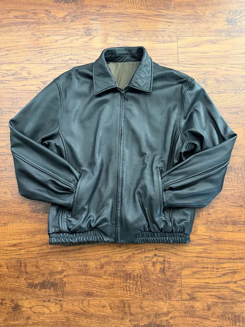 Joseph & Feiss Reversible Genuine Lambskin Leather Bomber Jacket
